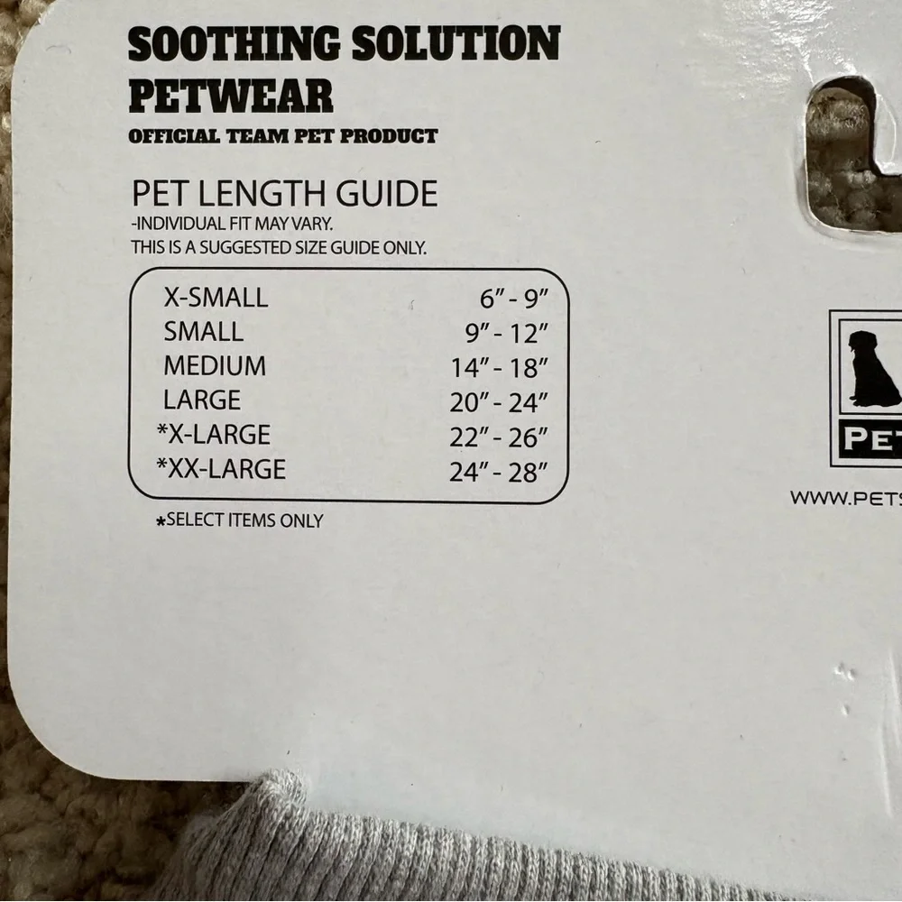 Michigan State Petwear Anti Anxiety Dog Cat Comfort Size SMALL Machine Washable
